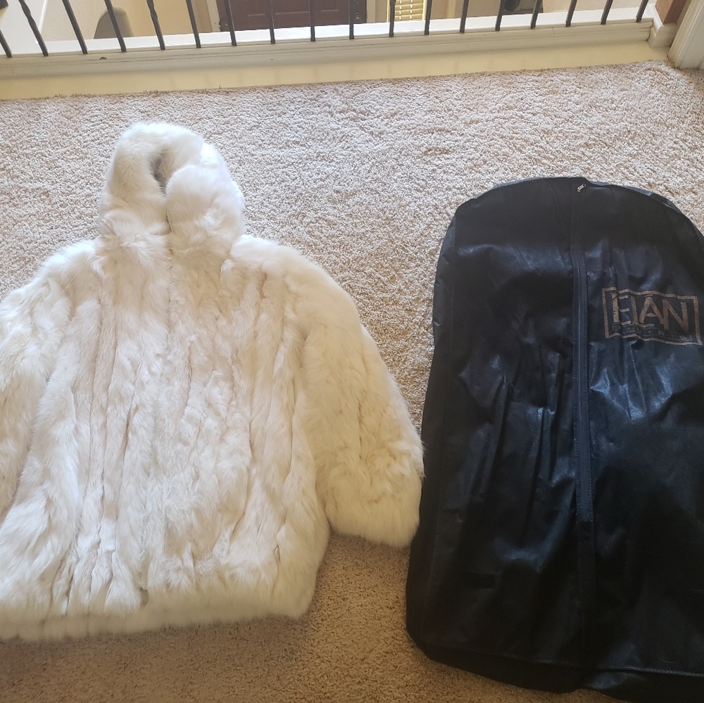 Elan Cream Fur Puffer Jacket White Mink
